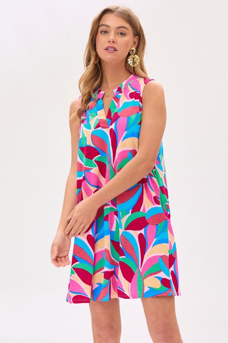 Dear Scarlett Lizzy Tank Dress in RoyalMulti